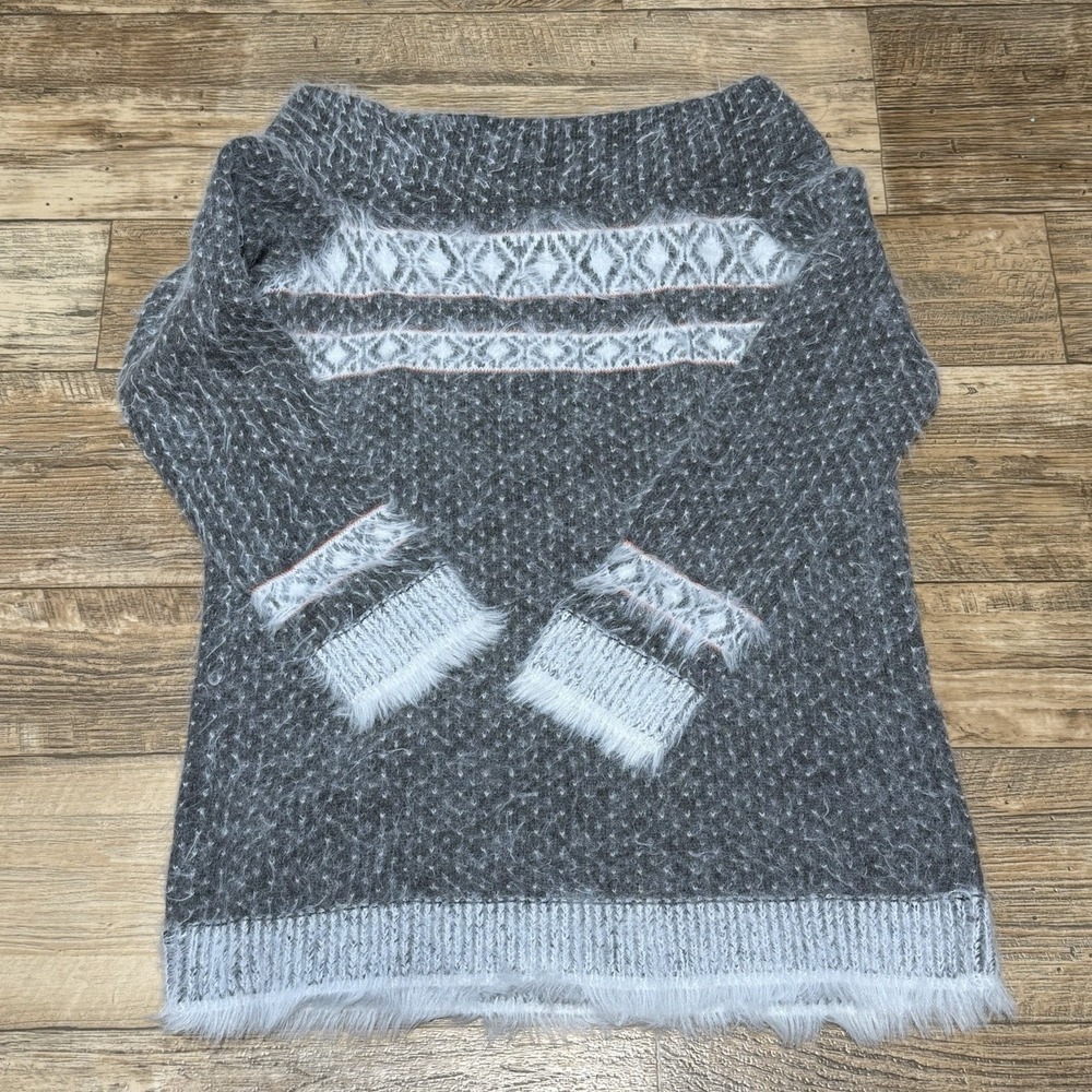 Sleeping On Snow Anthropologie Gray White Wool Blend Sweater‎ Women Medium Shirt - Picture 4 of 10